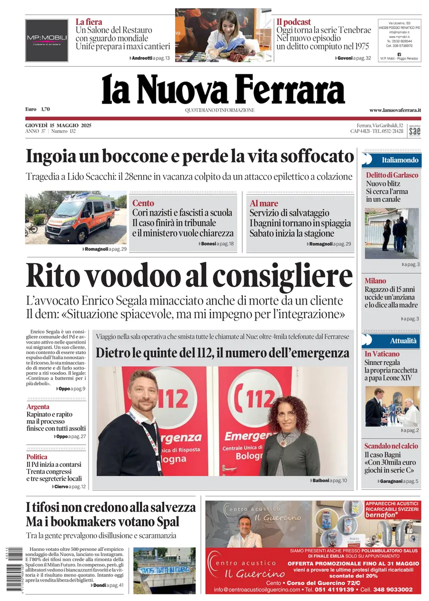Prima-pagina-nuova ferrara-oggi-edizione-del-2025-05-15